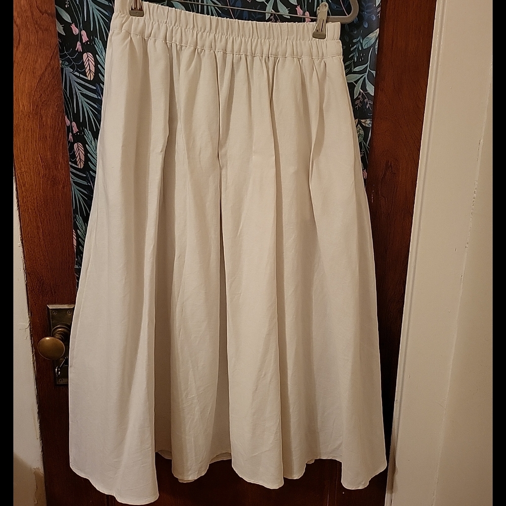 A New Day White Linen Skirt w/ Pockets sz M
